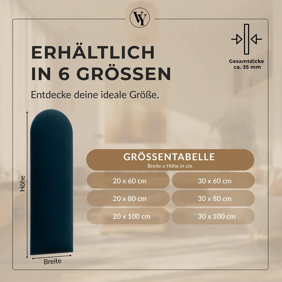 Wandkissen Rundbogen | Marineblau T30 Velours